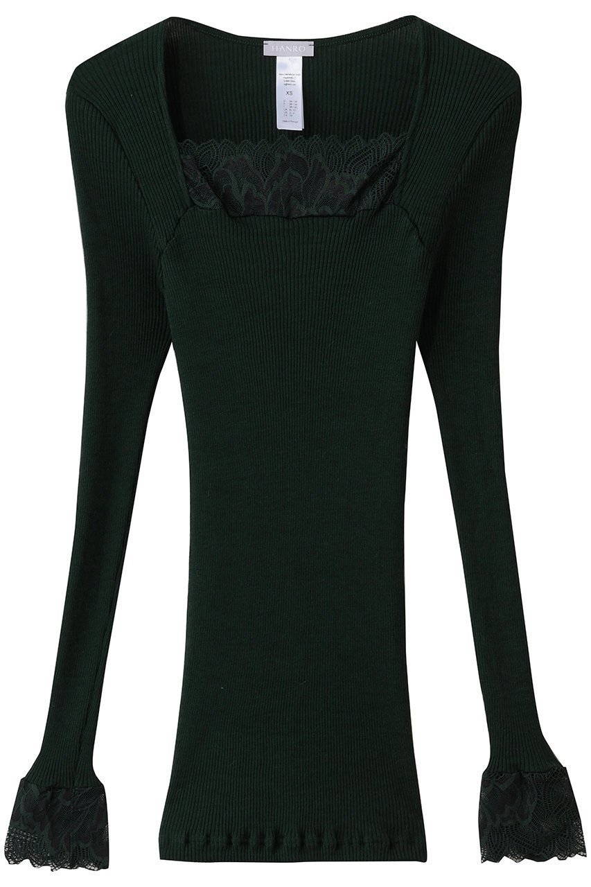 【ハンロ/HANRO】のレース付き長袖プルオーバー インテリア・キッズ・メンズ・レディースファッション・服の通販 founy(ファニー) 　ファッション　Fashion　レディースファッション　Fashion for Women　下着・ランジェリー　Lingerie & Intimates　その他ランジェリー・インナーアイテム　Other Lingerie / Intimates　インナー　Innerwear　シルク　Silk, 100% Silk　フィット　Fit, Slim Fit　ランジェリー　Lingerie, Intimate Wear　レース　Lace, Lace Fabric　エレガント 上品　Elegant　新作・新入荷　New Arrivals / New In　長袖　Long Sleeve, Full Sleeve　グリーン|ID: prp329100004791480 ipo3291000000034766237