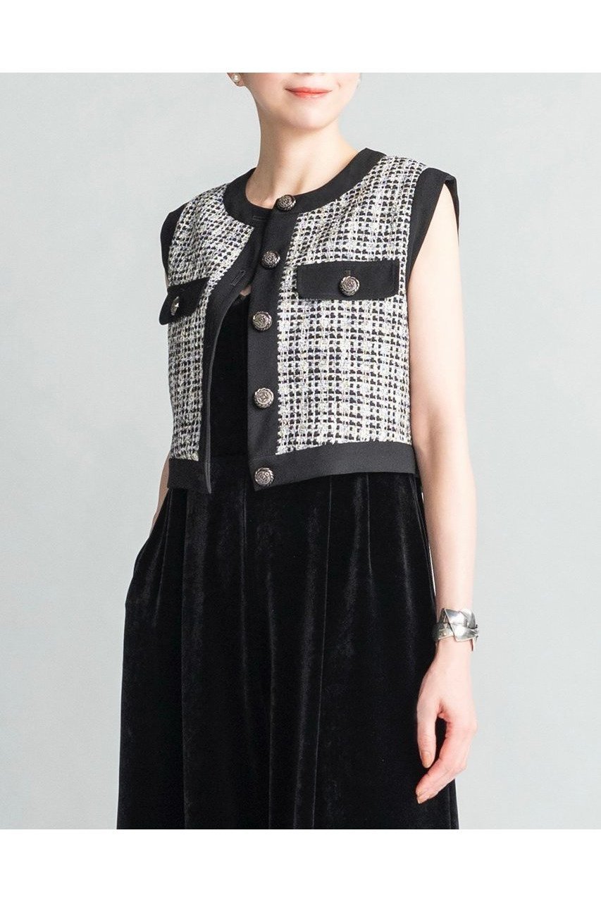 【デイジーリン/DAISY LIN】のWashable Tweed “Stylish Vest” 人気、トレンドファッション・服の通販 founy(ファニー) ファッション Fashion レディースファッション Fashion for Women アウター Coat / Outerwear Collection レディースジャケット・軽アウター Jackets エレガント 上品 Elegant 洗える Machine Washable クラシカル Classical, Vintage-Inspired ショート Short, Short Length ジャケット Jacket, Outerwear スタイリッシュ Stylish, Fashionable ツイード Twill, Twill Weave 定番 Standard, Basic Item ベスト Vest, Waistcoat ボックス Boxy, Box Shape モダン Modern, Contemporary 新作・新入荷 New Arrivals / New In other-7|ID: prp329100004793071 ipo3291000000034777530