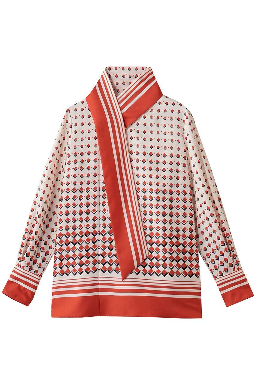 【エムフィル/M Fil】のGeo Shift プリント アシンメトリー ボウタイブラウス インテリア・キッズ・メンズ・レディースファッション・服の通販 founy(ファニー) ファッション Fashion レディースファッション Fashion for Women トップス・カットソー Cut & Sew Tops シャツ・ブラウス・オフィスカジュアル Elegant Blouses & Button-Ups 2026年 2026 アシンメトリー Asymmetrical Style カフス Cuff Design クラシック Classic, Timeless Style グラデーション Gradient, Ombre スリーブ Sleeve, Long Sleeve / Short Sleeve プリント Print, Printed Pattern モダン Modern, Contemporary リュクス Luxury, Elegant, High-End, Chic ロング Long, Long-Length エレガント 上品 Elegant 夏 Summer 春 Spring S/S・春夏 SS, Spring/Summer, Warm Season オレンジ|ID: prp329100004793097 ipo3291000000034777695