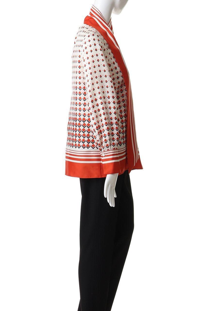 【エムフィル/M Fil】のGeo Shift プリント アシンメトリー ボウタイブラウス 人気、トレンドファッション・服の通販 founy(ファニー) 　ファッション　Fashion　レディースファッション　Fashion for Women　トップス・カットソー　Cut & Sew Tops　シャツ・ブラウス・オフィスカジュアル　Elegant Blouses & Button-Ups　2026年　2026　アシンメトリー　Asymmetrical Style　カフス　Cuff Design　クラシック　Classic, Timeless Style　グラデーション　Gradient, Ombre　スリーブ　Sleeve, Long Sleeve / Short Sleeve　プリント　Print, Printed Pattern　モダン　Modern, Contemporary　リュクス　Luxury, Elegant, High-End, Chic　ロング　Long, Long-Length　エレガント 上品　Elegant　夏　Summer　春　Spring　S/S・春夏　SS, Spring/Summer, Warm Season　other-3|ID: prp329100004793097 ipo3291000000035943122