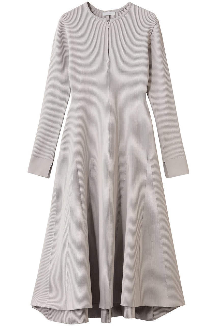 【アルアバイル/allureville】のコンシールフロントマチフレアリブワンピース インテリア・キッズ・メンズ・レディースファッション・服の通販 founy(ファニー) 　ファッション　Fashion　レディースファッション　Fashion for Women　ワンピース　Dresses　チュニック　Tunic Tops & Dresses　2026年　2026　スキッパー　Skipper, Open Collar　チュニック　Tunic, Long Top　フロント　Front, Front Design　マーメイド　Mermaid, Fishtail Silhouette　ロング　Long, Long-Length　夏　Summer　春　Spring　S/S・春夏　SS, Spring/Summer, Warm Season　ライトグレー|ID: prp329100004793182 ipo3291000000035165257