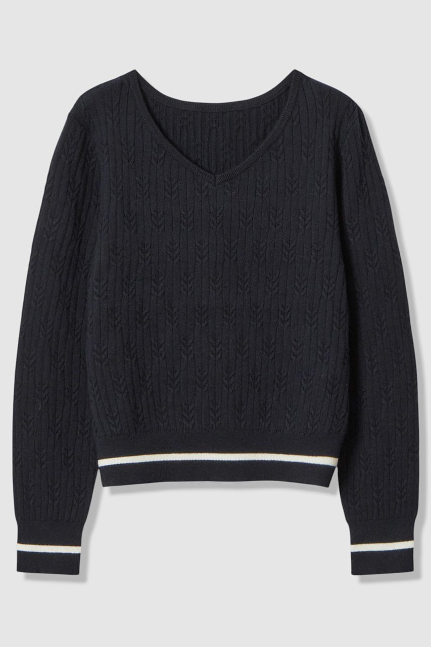 【アルアバイル/allureville】のWミニケーブルプルオーバー インテリア・キッズ・メンズ・レディースファッション・服の通販 founy(ファニー) 　ファッション　Fashion　レディースファッション　Fashion for Women　トップス・カットソー　Cut & Sew Tops　ニット　Knit Tops & Sweaters　カジュアルプルオーバー・ニットトップス　Pullovers & Knit Tops / Casual Pullovers　2026年　2026　インナー　Innerwear　コンパクト　Compact, Small Size　エレガント 上品　Elegant　夏　Summer　春　Spring　S/S・春夏　SS, Spring/Summer, Warm Season　ネイビー|ID: prp329100004793184 ipo3291000000035943377