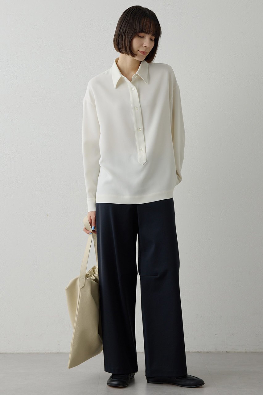 【ウィムガゼット/Whim Gazette】のダブルクロススキッパープルオーバー 人気、トレンドファッション・服の通販 founy(ファニー) 　ファッション　Fashion　レディースファッション　Fashion for Women　トップス・カットソー　Cut & Sew Tops　シャツ・ブラウス・オフィスカジュアル　Elegant Blouses & Button-Ups　カジュアルプルオーバー・ニットトップス　Pullovers & Knit Tops / Casual Pullovers　2026年　2026　エアリー　Airy Texture　スキッパー　Skipper, Open Collar　スリーブ　Sleeve, Long Sleeve / Short Sleeve　ダブル　Double, Double-Breasted　バランス　Balance, Style Balance　ベーシック　Basic, Essential　リラックス　Relax, Relaxed Fit　ロング　Long, Long-Length　エレガント 上品　Elegant　夏　Summer　春　Spring　S/S・春夏　SS, Spring/Summer, Warm Season　other-5|ID: prp329100004793188 ipo3291000000036218754