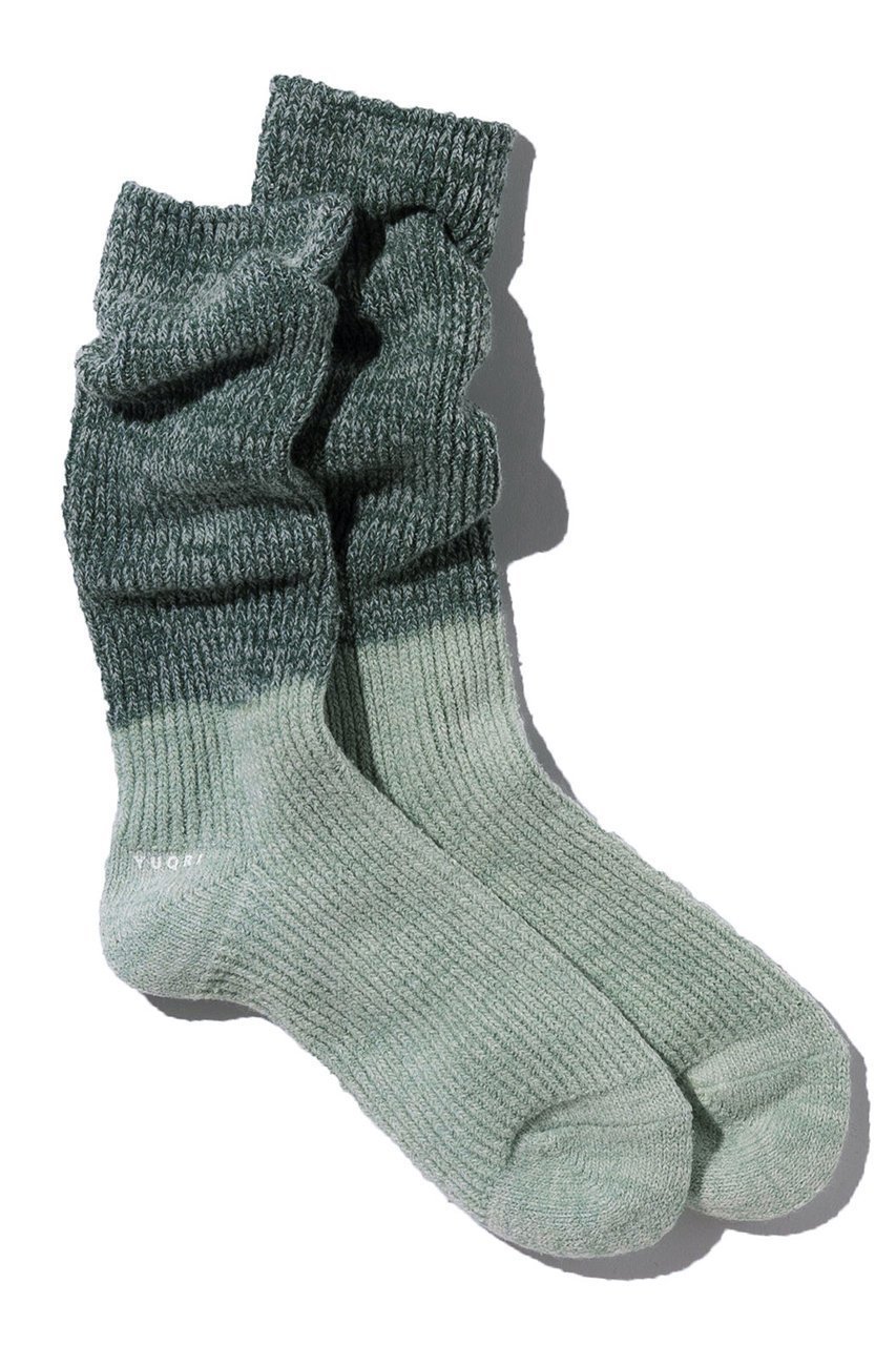【ユクリ/YUQRI】のCrispy warm over dye ソックス インテリア・キッズ・メンズ・レディースファッション・服の通販 founy(ファニー) 　ファッション　Fashion　レディースファッション　Fashion for Women　ソックス&靴下　Socks & Hosiery　レッグウェア・ストッキング　Legwear & Hosiery　ソックス　Socks, Hosiery　ユニセックス　Unisex, Genderless　グリーン/ライトグリーン|ID: prp329100004793194 ipo3291000000035805780