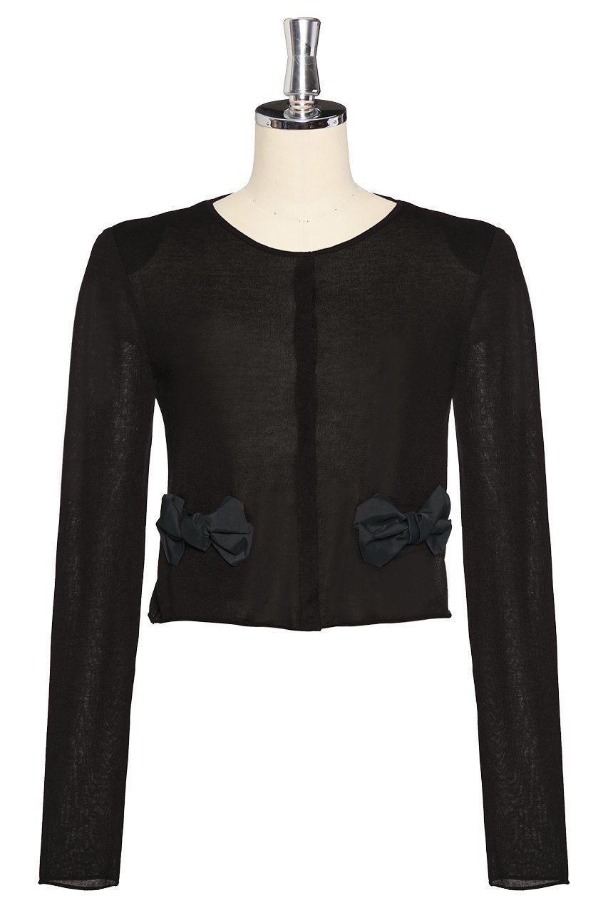 【デイジーリン/DAISY LIN】のSuper Light Cardigan “Lady Lady” インテリア・キッズ・メンズ・レディースファッション・服の通販 founy(ファニー) 　ファッション　Fashion　レディースファッション　Fashion for Women　トップス・カットソー　Cut & Sew Tops　ニット　Knit Tops & Sweaters　カーディガン・羽織り　Layered Style Cardigans　エレガント 上品　Elegant　カーディガン　Cardigan, Knitwear　クール　Cool, Chic　コンパクト　Compact, Small Size　シアー　Sheer, See-Through　スマート　Smart, Elegant　タフタ　Taffeta, Structured Fabric　バランス　Balance, Style Balance　フェミニン　Feminine, Girly　ランダム　Random, Irregular　リボン　Ribbon, Bow　ワイド　Wide, Wide Fit　ブラックブラック|ID: prp329100004794661 ipo3291000000036949951