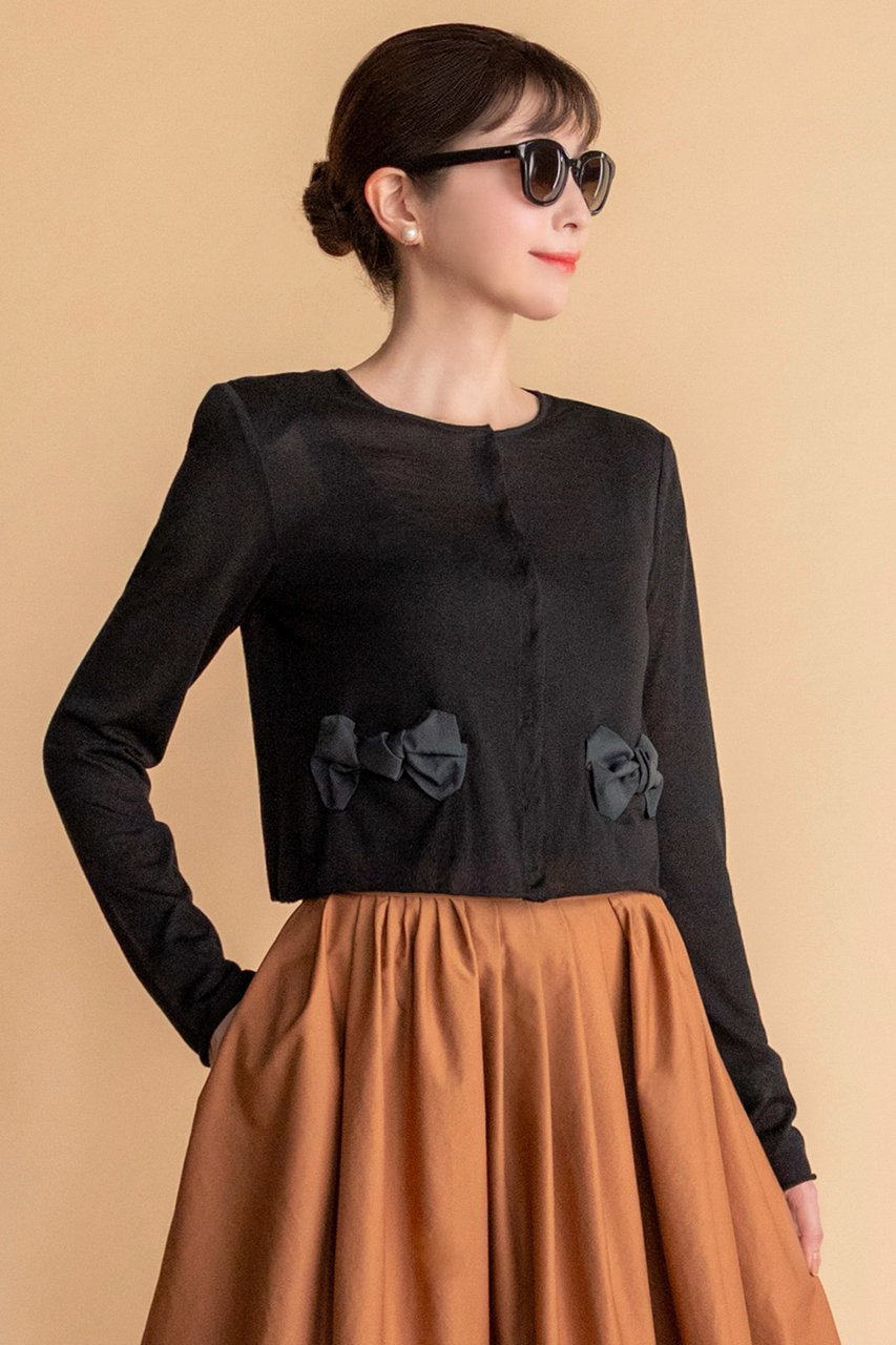 【デイジーリン/DAISY LIN】のSuper Light Cardigan “Lady Lady” 人気、トレンドファッション・服の通販 founy(ファニー) 　ファッション　Fashion　レディースファッション　Fashion for Women　トップス・カットソー　Cut & Sew Tops　ニット　Knit Tops & Sweaters　カーディガン・羽織り　Layered Style Cardigans　エレガント 上品　Elegant　カーディガン　Cardigan, Knitwear　クール　Cool, Chic　コンパクト　Compact, Small Size　シアー　Sheer, See-Through　スマート　Smart, Elegant　タフタ　Taffeta, Structured Fabric　バランス　Balance, Style Balance　フェミニン　Feminine, Girly　ランダム　Random, Irregular　リボン　Ribbon, Bow　ワイド　Wide, Wide Fit　other-7|ID: prp329100004794661 ipo3291000000036949957