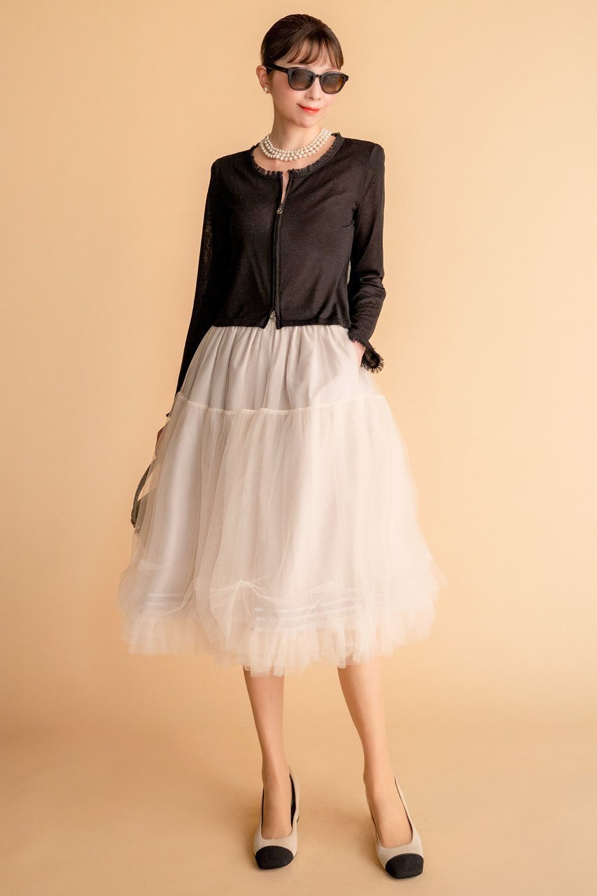 【デイジーリン/DAISY LIN】のSuper Light Cardigan “Tulle Symphony” 人気、トレンドファッション・服の通販 founy(ファニー) ファッション Fashion レディースファッション Fashion for Women トップス・カットソー Cut & Sew Tops ニット Knit Tops & Sweaters カーディガン・羽織り Layered Style Cardigans エレガント 上品 Elegant カーディガン Cardigan, Knitwear コンパクト Compact, Small Size シアー Sheer, See-Through ダブル Double, Double-Breasted チュール Tulip, Tulip Motif フリンジ Fringe, Tassel ワイド Wide, Wide Fit 新作・新入荷 New Arrivals / New In other-6|ID: prp329100004794662 ipo3291000000034788078