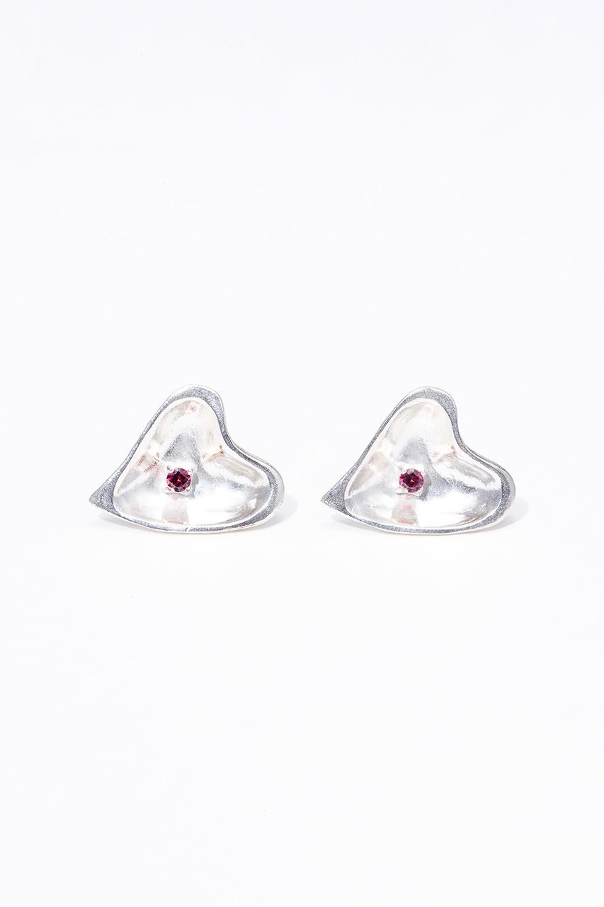 【メゾンドパルス/MAISON DPULSE】のStone heart ピアス インテリア・キッズ・メンズ・レディースファッション・服の通販 founy(ファニー) 　ファッション　Fashion　レディースファッション　Fashion for Women　ジュエリー　Jewelry　ファッションリング　Fashion Rings　イヤリング・フープ・ドロップタイプ　Hoop, Drop & Clip Earrings　イヤリング　Earrings　シルバー　Silver, Metallic Silver　スタイリッシュ　Stylish, Fashionable　ストーン　Stone, Gem-Like　チェーン　Chain, Chain Strap　レッドピンク|ID: prp329100004796138 ipo3291000000034796588