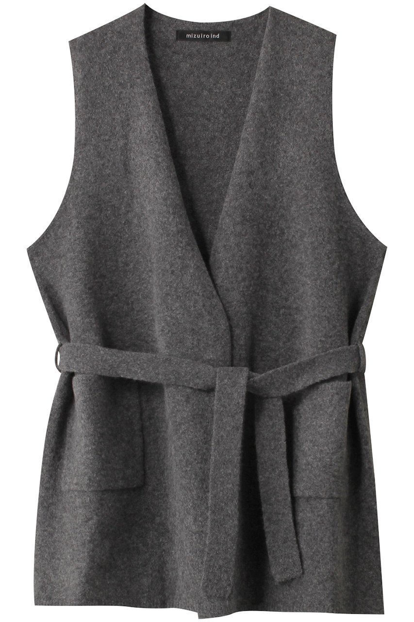 【ミズイロ インド/mizuiro ind】のv neck gilet w/belt ジレ インテリア・キッズ・メンズ・レディースファッション・服の通販 founy(ファニー) 　ファッション　Fashion　レディースファッション　Fashion for Women　アウター　Coat / Outerwear Collection　レディースジャケット・軽アウター　Jackets　シンプル　Simple, Minimal　ジャケット　Jacket, Outerwear　ベスト　Vest, Waistcoat　メランジ　Melange, Mixed Yarn　gray|ID: prp329100004797212 ipo3291000000036042742