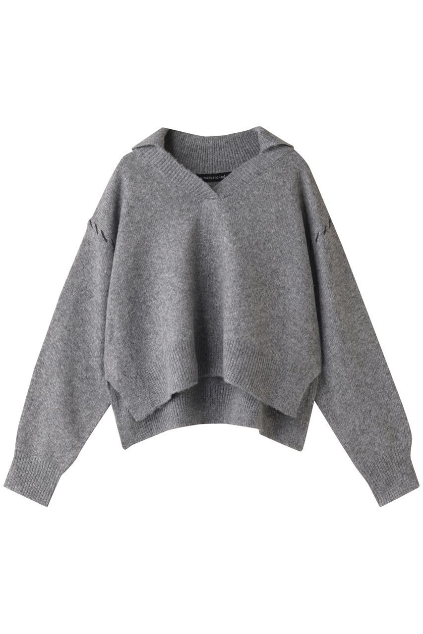 【ミズイロ インド/mizuiro ind】のskipper hand stitch short P/O プルオーバー インテリア・キッズ・メンズ・レディースファッション・服の通販 founy(ファニー) ファッション Fashion レディースファッション Fashion for Women トップス・カットソー Cut & Sew Tops ニット Knit Tops & Sweaters カジュアルプルオーバー・ニットトップス Pullovers & Knit Tops / Casual Pullovers ショート Short, Short Length シンプル Simple, Minimal スキッパー Skipper, Open Collar スリット Slit, Slit Detail トレンド Trend, Trending Now ハンド Hand, Handmade 再入荷 Restock / Back in Stock gray|ID: prp329100004797215 ipo3291000000034805958