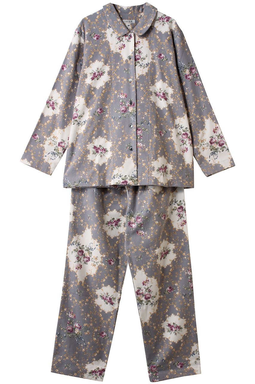 【イクコ/IKUKO】の綾ネル花柄プリント襟付きパジャマ インテリア・キッズ・メンズ・レディースファッション・服の通販 founy(ファニー) ファッション Fashion レディースファッション Fashion for Women トップス・カットソー Cut & Sew Tops 花柄・フラワープリント・モチーフ Floral Prints & Motifs / Flower Pattern Tops アンティーク Antique-Inspired ショルダー Shoulder, Shoulder Strap ストレート Straight, Straight Cut ドロップ Drop Shoulder, Dropped Style パジャマ Pajamas, Sleepwear プリント Print, Printed Pattern リラックス Relax, Relaxed Fit ローズ Rose, Rose Motif 冬 Winter / This Winter 新作・新入荷 New Arrivals / New In グレー|ID: prp329100004797233 ipo3291000000034806129