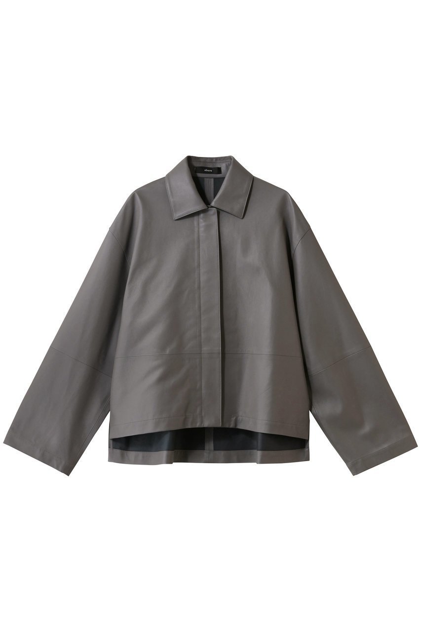 【エブール/ebure】のソフトレザー シャツブルゾン インテリア・キッズ・メンズ・レディースファッション・服の通販 founy(ファニー) 　ファッション　Fashion　レディースファッション　Fashion for Women　アウター　Coat / Outerwear Collection　レディースジャケット・軽アウター　Jackets　ブルゾンジャケット・スポーティアウター　Blouson Jackets　2026年　2026　ジャケット　Jacket, Outerwear　フォルム　Silhouette, Form　ブルゾン　Blouson, Bomber Jacket　夏　Summer　春　Spring　S/S・春夏　SS, Spring/Summer, Warm Season　グレー|ID: prp329100004797241 ipo3291000000036137853