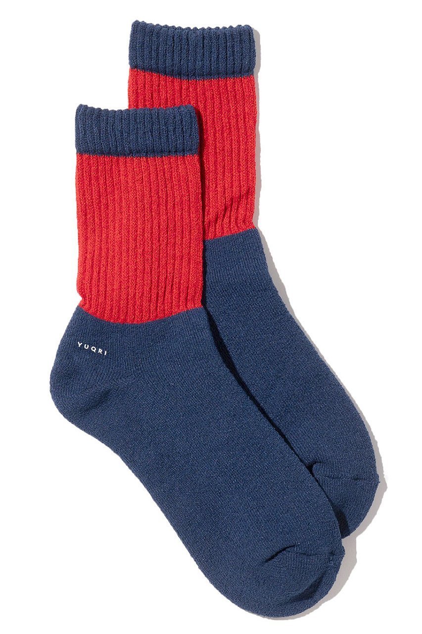 【ユクリ/YUQRI】のPuffy panel ソックス インテリア・キッズ・メンズ・レディースファッション・服の通販 founy(ファニー) 　ファッション　Fashion　レディースファッション　Fashion for Women　ソックス&靴下　Socks & Hosiery　レッグウェア・ストッキング　Legwear & Hosiery　ソックス　Socks, Hosiery　バランス　Balance, Style Balance　ユニセックス　Unisex, Genderless　ループ　Loop, Loop Knit　日本製　Made In Japan　新作・新入荷　New Arrivals / New In　ネイビー/レッド|ID: prp329100004797256 ipo3291000000034806304