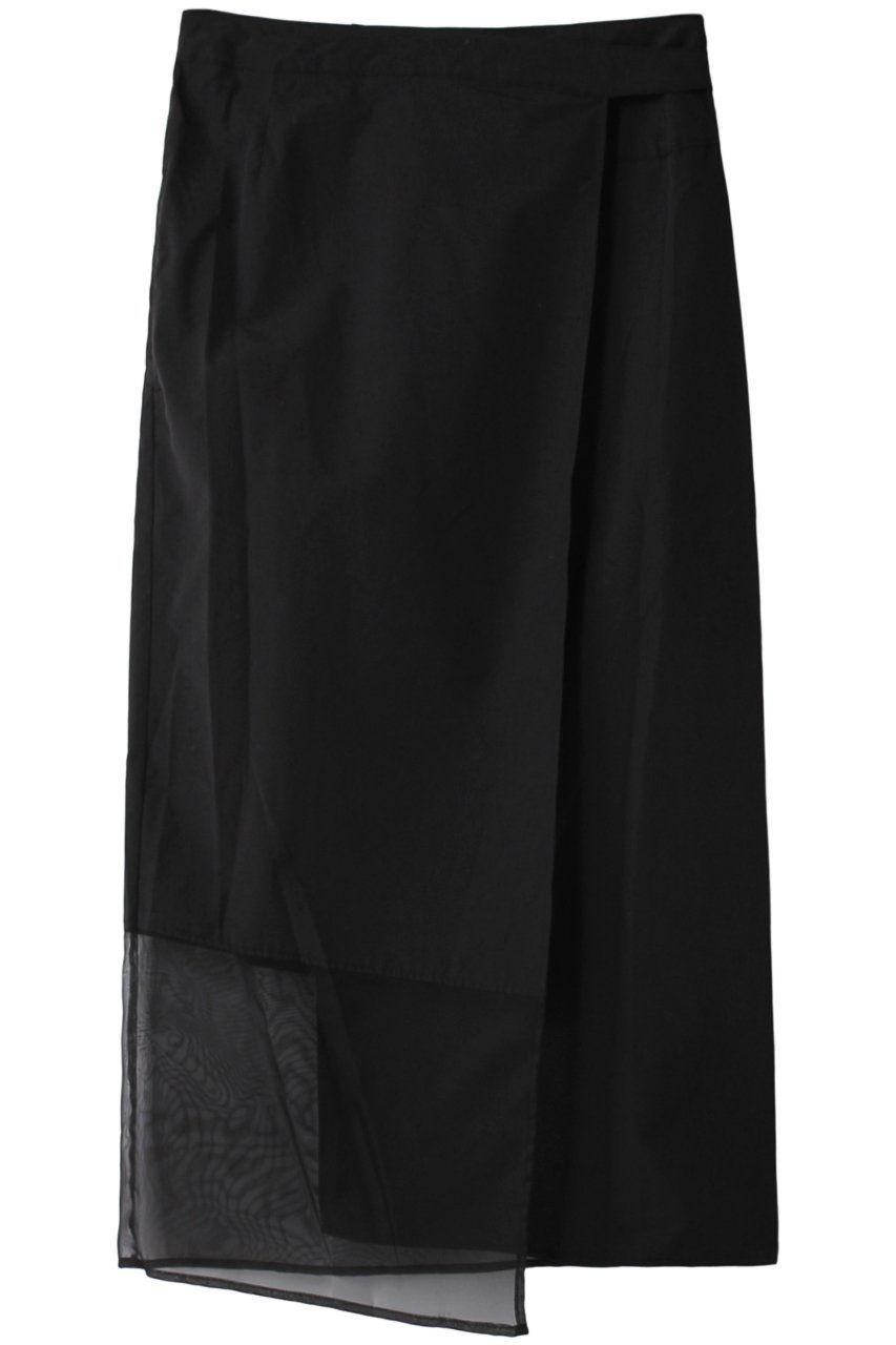 【ミディウミソリッド/MIDIUMISOLID】のC/NY wrap like sheer SK スカート インテリア・キッズ・メンズ・レディースファッション・服の通販 founy(ファニー) 　ファッション　Fashion　レディースファッション　Fashion for Women　スカート　Skirts　ロングスカート　Long Skirts / Maxi & Midi Skirts　カットソー　Cut and Sewn Top　シアー　Sheer, See-Through　マニッシュ　Mannish, Boyish　ロング　Long, Long-Length　エレガント 上品　Elegant　再入荷　Restock / Back in Stock　black|ID: prp329100004797276 ipo3291000000034806483