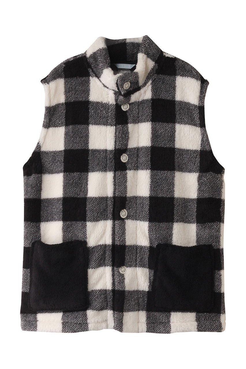 【キッドブルー/KID BLUE】の24シャギーギンガムベスト インテリア・キッズ・メンズ・レディースファッション・服の通販 founy(ファニー) ファッション Fashion レディースファッション Fashion for Women アウター Coat / Outerwear Collection トップス・カットソー Cut & Sew Tops ベスト&ジレ / 重ね着スタイル Vests & Gilets ギンガム Gingham, Gingham Fabric チェック Check, Plaid, Tartan パジャマ Pajamas, Sleepwear フロント Front, Front Design ベスト Vest, Waistcoat ポケット Pocket, Pocket Detail モコモコ Fuzzy, Fluffy 人気 Popular, Best Seller 再入荷 Restock / Back in Stock 定番 Standard, Basic Item 無地 Plain, Solid Color ブラック|ID: prp329100004797283 ipo3291000000034806561