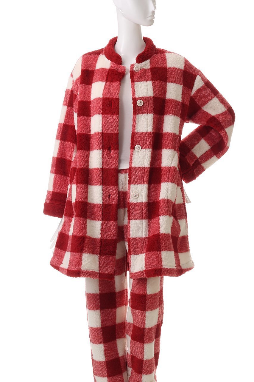 【キッドブルー/KID BLUE】の24シャギーギンガムガウン 人気、トレンドファッション・服の通販 founy(ファニー) 　ファッション　Fashion　レディースファッション　Fashion for Women　トップス・カットソー　Cut & Sew Tops　ガウン　Gown, Robe　ギンガム　Gingham, Gingham Fabric　スリーブ　Sleeve, Long Sleeve / Short Sleeve　チェック　Check, Plaid, Tartan　パジャマ　Pajamas, Sleepwear　ミドル　Middle Length, Mid Height　モコモコ　Fuzzy, Fluffy　ロング　Long, Long-Length　再入荷　Restock / Back in Stock　冬　Winter / This Winter　other-7|ID: prp329100004797284 ipo3291000000035083844