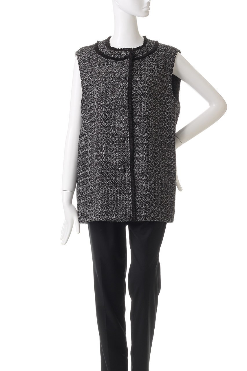 【ミディウミソリッド/MIDIUMISOLID】のtweed c/neck gilet ジレ 人気、トレンドファッション・服の通販 founy(ファニー) ファッション Fashion レディースファッション Fashion for Women アウター Coat / Outerwear Collection レディースジャケット・軽アウター Jackets ジャケット Jacket, Outerwear ツイード Twill, Twill Weave デニム Denim, Jeans Material フリンジ Fringe, Tassel ベスト Vest, Waistcoat 再入荷 Restock / Back in Stock A/W・秋冬 Autumn/Winter other-2|ID: prp329100004797298 ipo3291000000034806716