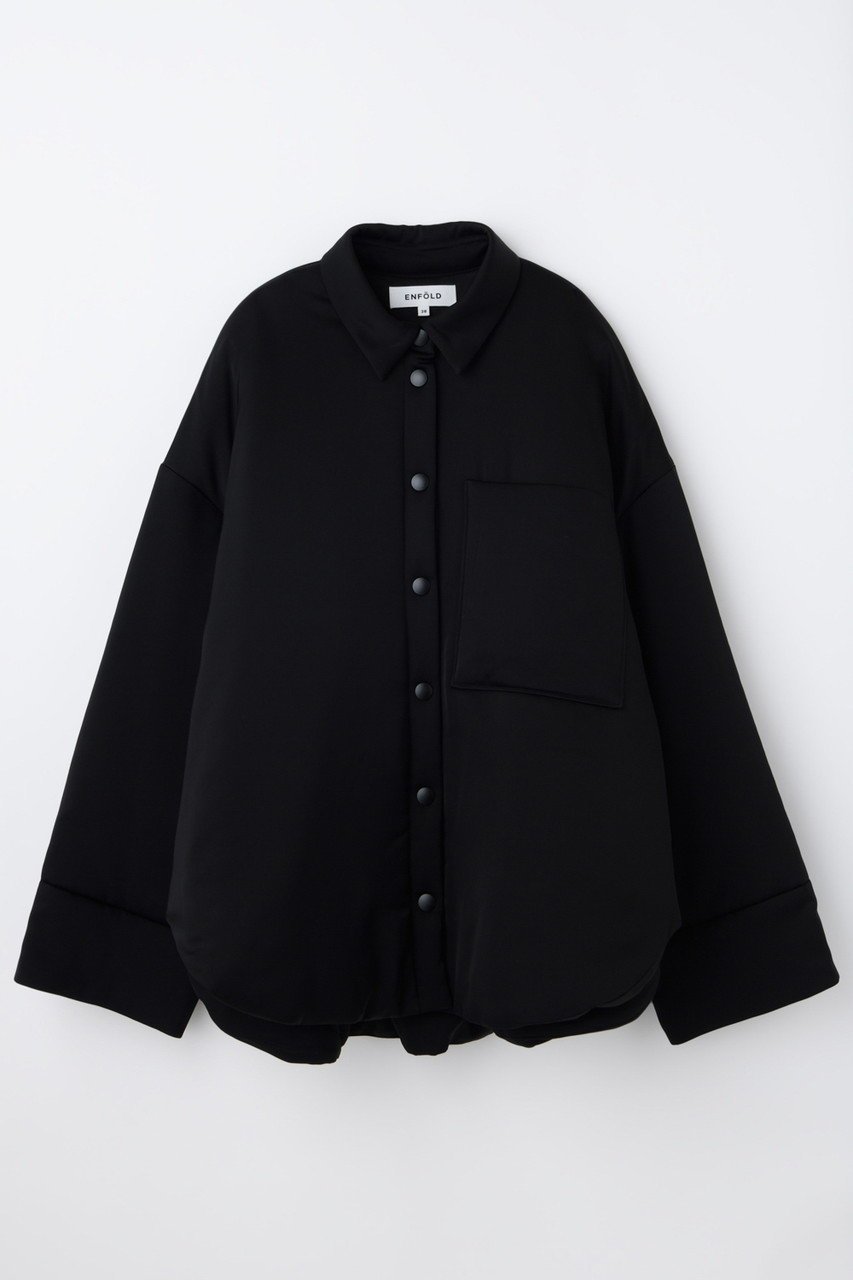 【エンフォルド/ENFOLD】のPADDING BIG SHIRT JACKET インテリア・キッズ・メンズ・レディースファッション・服の通販 founy(ファニー) 　ファッション　Fashion　レディースファッション　Fashion for Women　アウター　Coat / Outerwear Collection　レディースジャケット・軽アウター　Jackets　2026年　2026　サテン　Satin, Glossy Fabric　ジャケット　Jacket, Outerwear　ストレッチ　Stretch, Stretchy Fabric　ダブル　Double, Double-Breasted　バランス　Balance, Style Balance　エレガント 上品　Elegant　再入荷　Restock / Back in Stock　夏　Summer　春　Spring　S/S・春夏　SS, Spring/Summer, Warm Season　ブラック|ID: prp329100004798539 ipo3291000000036157026