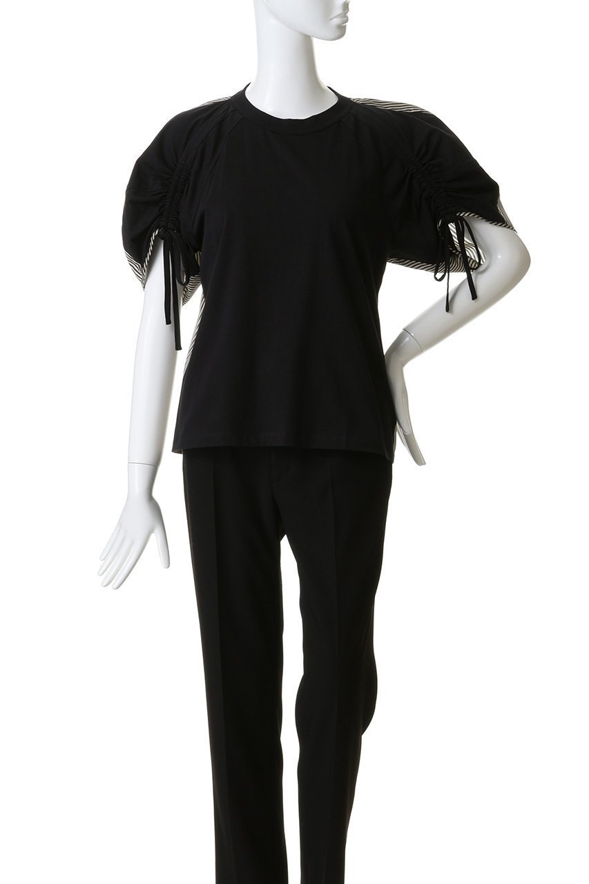 【スリーワン フィリップリム/3.1 Phillip Lim】のショートスリーブ ルーシュドスリーブ Tシャツ with コンボパネル 人気、トレンドファッション・服の通販 founy(ファニー) 　ファッション　Fashion　レディースファッション　Fashion for Women　トップス・カットソー　Cut & Sew Tops　シャツ・ブラウス・オフィスカジュアル　Elegant Blouses & Button-Ups　ロングTシャツ・Tシャツ　Longline T-Shirts & Tees　カットソー・ベーシックTシャツ　Cut-and-Sewn Tops / Stretch Tees & Basics　2026年　2026　ギャザー　Gathered, Ruffled　ショート　Short, Short Length　ストライプ　Stripe, Striped Pattern　スリーブ　Sleeve, Long Sleeve / Short Sleeve　フロント　Front, Front Design　モダン　Modern, Contemporary　リラックス　Relax, Relaxed Fit　夏　Summer　春　Spring　S/S・春夏　SS, Spring/Summer, Warm Season　other-2|ID: prp329100004798563 ipo3291000000035293087