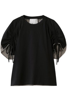 【スリーワン フィリップリム/3.1 Phillip Lim】 ショートスリーブ ルーシュドスリーブ Tシャツ with コンボパネル人気、トレンドファッション・服の通販 founy(ファニー) ファッション Fashion レディースファッション Fashion for Women トップス・カットソー Cut & Sew Tops シャツ・ブラウス・オフィスカジュアル Elegant Blouses & Button-Ups ロングTシャツ・Tシャツ Longline T-Shirts & Tees カットソー・ベーシックTシャツ Cut-and-Sewn Tops / Stretch Tees & Basics 2026年 2026 ギャザー Gathered, Ruffled ショート Short, Short Length ストライプ Stripe, Striped Pattern スリーブ Sleeve, Long Sleeve / Short Sleeve フロント Front, Front Design モダン Modern, Contemporary リラックス Relax, Relaxed Fit 夏 Summer 春 Spring S/S・春夏 SS, Spring/Summer, Warm Season |ID:prp329100004798563