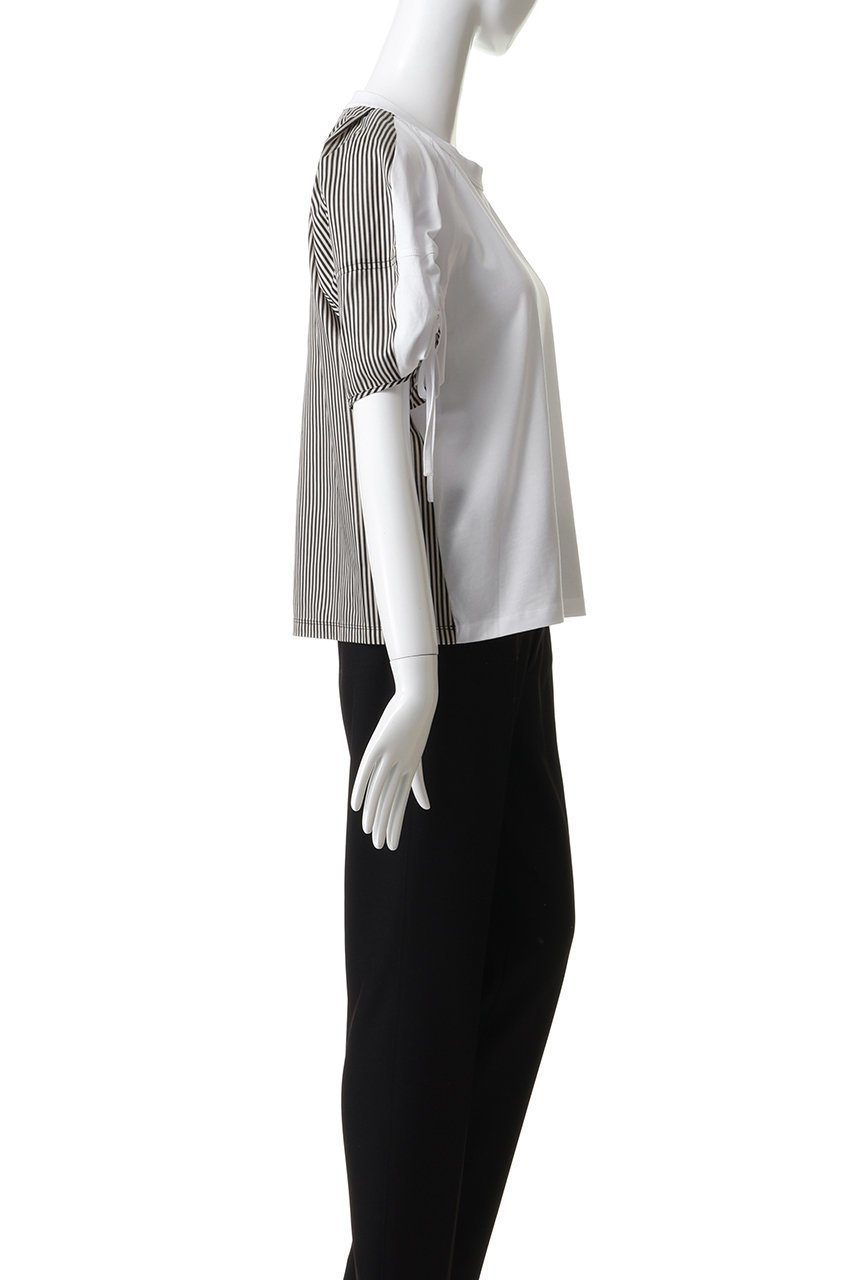 【スリーワン フィリップリム/3.1 Phillip Lim】のショートスリーブ ルーシュドスリーブ Tシャツ with コンボパネル 人気、トレンドファッション・服の通販 founy(ファニー) 　ファッション　Fashion　レディースファッション　Fashion for Women　トップス・カットソー　Cut & Sew Tops　シャツ・ブラウス・オフィスカジュアル　Elegant Blouses & Button-Ups　ロングTシャツ・Tシャツ　Longline T-Shirts & Tees　カットソー・ベーシックTシャツ　Cut-and-Sewn Tops / Stretch Tees & Basics　2026年　2026　ギャザー　Gathered, Ruffled　ショート　Short, Short Length　ストライプ　Stripe, Striped Pattern　スリーブ　Sleeve, Long Sleeve / Short Sleeve　フロント　Front, Front Design　モダン　Modern, Contemporary　リラックス　Relax, Relaxed Fit　夏　Summer　春　Spring　S/S・春夏　SS, Spring/Summer, Warm Season　other-3|ID: prp329100004798563 ipo3291000000036157358