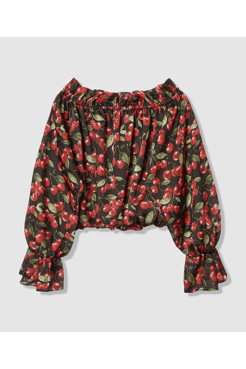 【アルアバイル/allureville】の【LOULOU WILLOUGHBY】LISAチェリープリントオフショルブラウス 人気、トレンドファッション・服の通販 founy(ファニー) ファッション Fashion レディースファッション Fashion for Women トップス・カットソー Cut & Sew Tops シャツ・ブラウス・オフィスカジュアル Elegant Blouses & Button-Ups 2026年 2026 なめらか Smooth, Silky Texture サテン Satin, Glossy Fabric ジョーゼット Georgette, Semi-Sheer Fabric スリーブ Sleeve, Long Sleeve / Short Sleeve チェリー Cherry, Cherry Pattern プリント Print, Printed Pattern ロング Long, Long-Length 夏 Summer 春 Spring S/S・春夏 SS, Spring/Summer, Warm Season other-2|ID: prp329100004798587 ipo3291000000034816622
