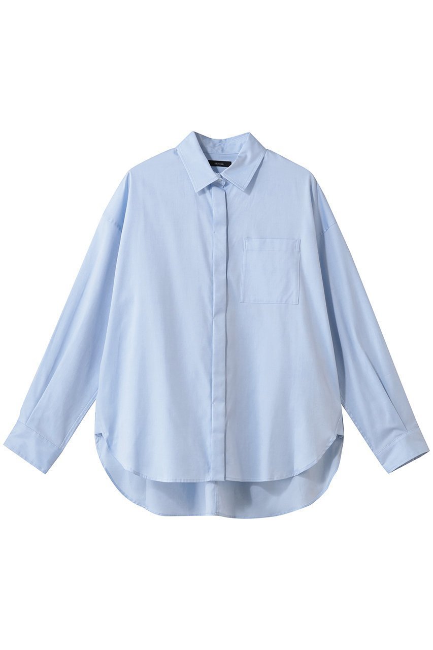 【アルアバイル/allureville】のコットンオックスラウンドヘムシャツ インテリア・キッズ・メンズ・レディースファッション・服の通販 founy(ファニー) 　ファッション　Fashion　レディースファッション　Fashion for Women　トップス・カットソー　Cut & Sew Tops　シャツ・ブラウス・オフィスカジュアル　Elegant Blouses & Button-Ups　2026年　2026　スリーブ　Sleeve, Long Sleeve / Short Sleeve　ロング　Long, Long-Length　夏　Summer　春　Spring　S/S・春夏　SS, Spring/Summer, Warm Season　サックス|ID: prp329100004798590 ipo3291000000035806179