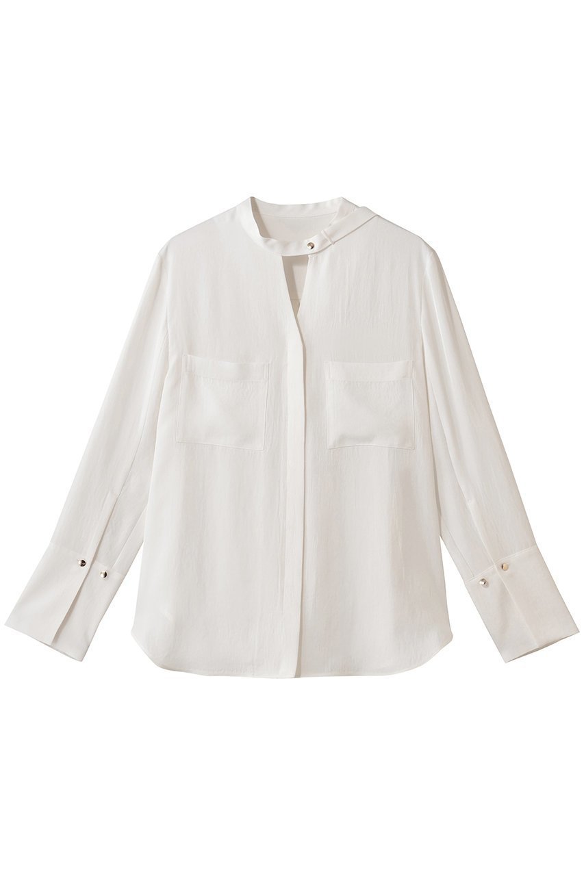 【アルアバイル/allureville】のブライトツイルアシメボウブラウス インテリア・キッズ・メンズ・レディースファッション・服の通販 founy(ファニー) 　ファッション　Fashion　レディースファッション　Fashion for Women　トップス・カットソー　Cut & Sew Tops　シャツ・ブラウス・オフィスカジュアル　Elegant Blouses & Button-Ups　2026年　2026　おすすめ　Recommended / Our Picks　アシンメトリー　Asymmetrical Style　インナー　Innerwear　ジャケット　Jacket, Outerwear　スリーブ　Sleeve, Long Sleeve / Short Sleeve　デニム　Denim, Jeans Material　ロング　Long, Long-Length　エレガント 上品　Elegant　夏　Summer　春　Spring　S/S・春夏　SS, Spring/Summer, Warm Season　オフホワイト|ID: prp329100004798593 ipo3291000000035974904