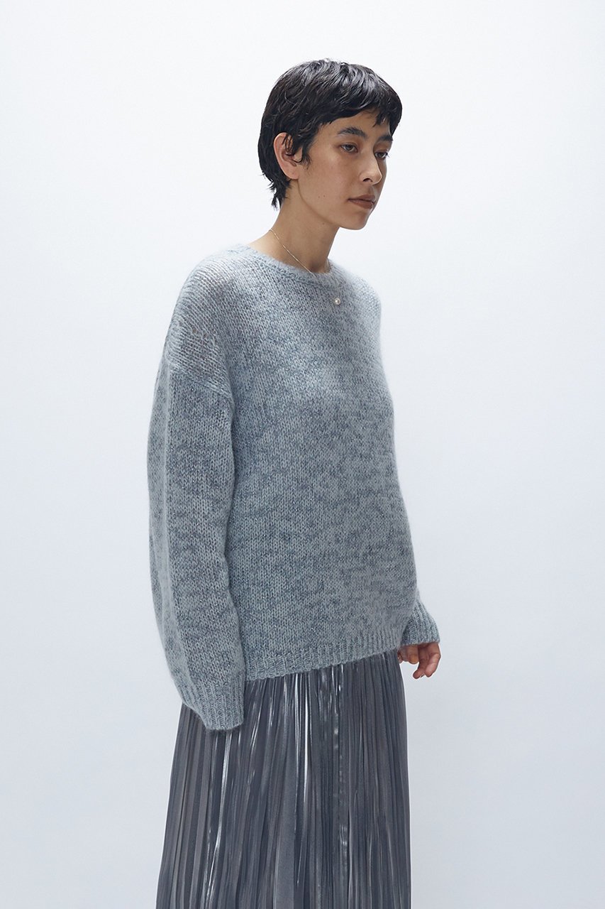 【プルミエ アロンディスモン/1er Arrondissement】のモヘアラメリリヤーンクルーネックニット 人気、トレンドファッション・服の通販 founy(ファニー) 　ファッション　Fashion　レディースファッション　Fashion for Women　トップス・カットソー　Cut & Sew Tops　ニット　Knit Tops & Sweaters　カジュアルプルオーバー・ニットトップス　Pullovers & Knit Tops / Casual Pullovers　なめらか　Smooth, Silky Texture　コンビ　Combo, Combination Style　シンプル　Simple, Minimal　ダウン　Down, Puffer　デニム　Denim, Jeans Material　トレンド　Trend, Trending Now　エレガント 上品　Elegant　other-6|ID: prp329100004798600 ipo3291000000035859123