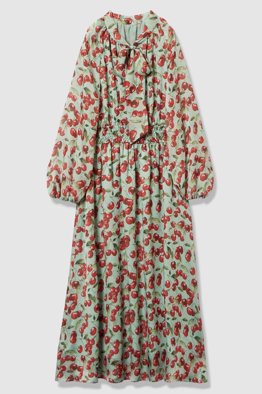 【アルアバイル/allureville】の【LOULOU WILLOUGHBY】LISAチェリープリント リボンワンピース インテリア・キッズ・メンズ・レディースファッション・服の通販 founy(ファニー) ファッション Fashion レディースファッション Fashion for Women ワンピース Dresses チュニック Tunic Tops & Dresses 2026年 2026 なめらか Smooth, Silky Texture サテン Satin, Glossy Fabric シャーリング Shirring, Ruched ジョーゼット Georgette, Semi-Sheer Fabric チェリー Cherry, Cherry Pattern チュニック Tunic, Long Top ブラウジング Blouson Silhouette, Cinched Waist プリント Print, Printed Pattern ベーシック Basic, Essential リボン Ribbon, Bow ロング Long, Long-Length 夏 Summer 春 Spring S/S・春夏 SS, Spring/Summer, Warm Season サックス|ID: prp329100004798602 ipo3291000000034816743