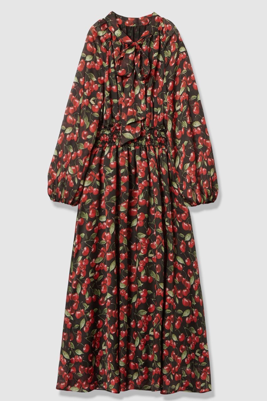 【アルアバイル/allureville】の【LOULOU WILLOUGHBY】LISAチェリープリント リボンワンピース インテリア・キッズ・メンズ・レディースファッション・服の通販 founy(ファニー) ファッション Fashion レディースファッション Fashion for Women ワンピース Dresses チュニック Tunic Tops & Dresses 2026年 2026 なめらか Smooth, Silky Texture サテン Satin, Glossy Fabric シャーリング Shirring, Ruched ジョーゼット Georgette, Semi-Sheer Fabric チェリー Cherry, Cherry Pattern チュニック Tunic, Long Top ブラウジング Blouson Silhouette, Cinched Waist プリント Print, Printed Pattern ベーシック Basic, Essential リボン Ribbon, Bow ロング Long, Long-Length 夏 Summer 春 Spring S/S・春夏 SS, Spring/Summer, Warm Season ブラック|ID: prp329100004798602 ipo3291000000034816745