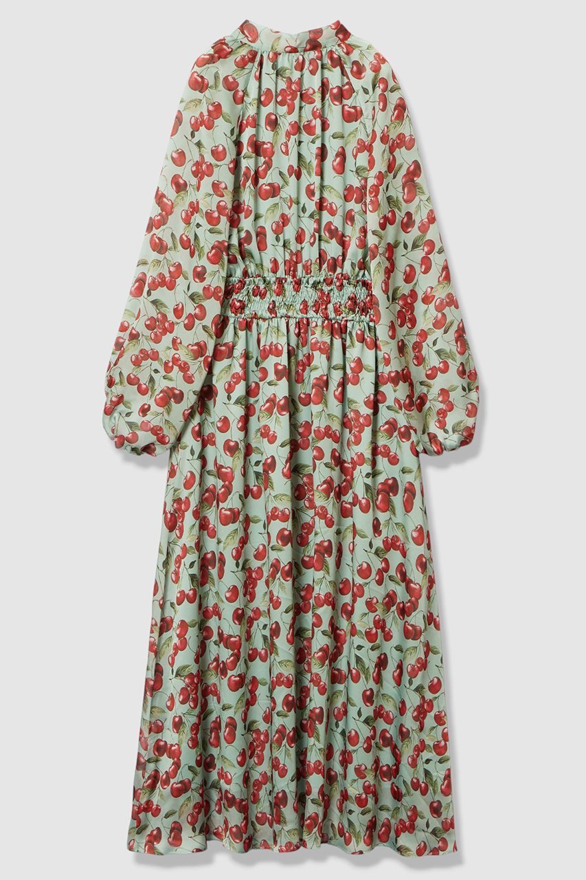 【アルアバイル/allureville】の【LOULOU WILLOUGHBY】LISAチェリープリント リボンワンピース 人気、トレンドファッション・服の通販 founy(ファニー) 　ファッション　Fashion　レディースファッション　Fashion for Women　ワンピース　Dresses　チュニック　Tunic Tops & Dresses　2026年　2026　なめらか　Smooth, Silky Texture　サテン　Satin, Glossy Fabric　シャーリング　Shirring, Ruched　ジョーゼット　Georgette, Semi-Sheer Fabric　チェリー　Cherry, Cherry Pattern　チュニック　Tunic, Long Top　ブラウジング　Blouson Silhouette, Cinched Waist　プリント　Print, Printed Pattern　ベーシック　Basic, Essential　リボン　Ribbon, Bow　ロング　Long, Long-Length　夏　Summer　春　Spring　S/S・春夏　SS, Spring/Summer, Warm Season　other-2|ID: prp329100004798602 ipo3291000000035897973