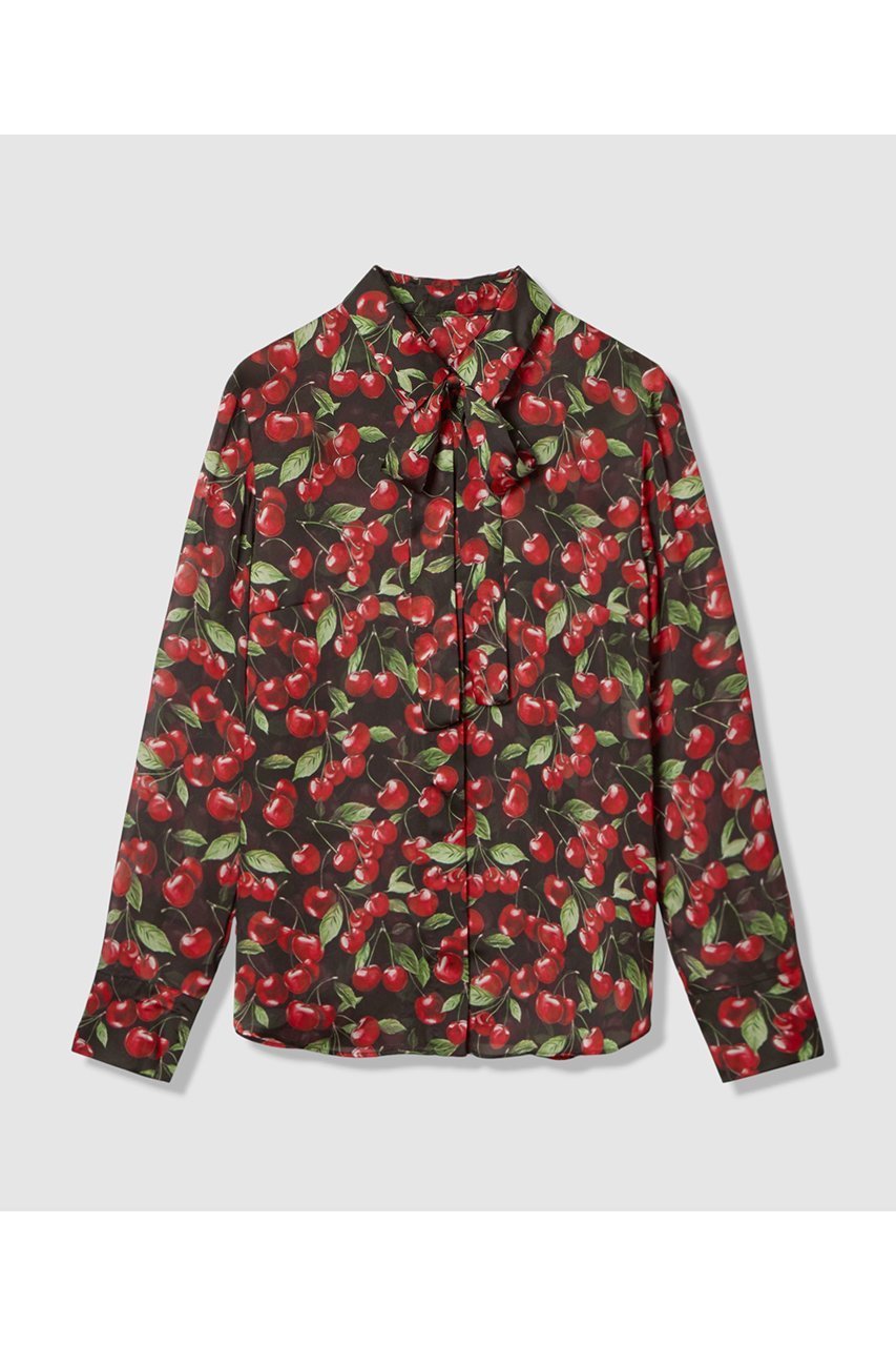 【アルアバイル/allureville】のWEB限定【LOULOU WILLOUGHBY】LISAチェリープリント ボウタイブラウス インテリア・キッズ・メンズ・レディースファッション・服の通販 founy(ファニー) 　ファッション　Fashion　レディースファッション　Fashion for Women　トップス・カットソー　Cut & Sew Tops　シャツ・ブラウス・オフィスカジュアル　Elegant Blouses & Button-Ups　2026年　2026　シンプル　Simple, Minimal　スリーブ　Sleeve, Long Sleeve / Short Sleeve　チェリー　Cherry, Cherry Pattern　プリント　Print, Printed Pattern　ボトム　Bottoms, Lower Wear　リボン　Ribbon, Bow　ループ　Loop, Loop Knit　ロング　Long, Long-Length　夏　Summer　春　Spring　S/S・春夏　SS, Spring/Summer, Warm Season　ブラック|ID: prp329100004798604 ipo3291000000035390050