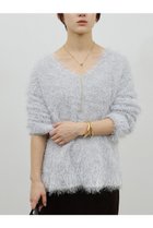 【ガリャルダガランテ/GALLARDAGALANTE】のフェザーヤーンニットプルオーバー ライトグレー|ID:prp329100004800043