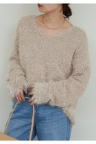 【ガリャルダガランテ/GALLARDAGALANTE】のフェザーヤーンニットプルオーバー ライトベージュ|ID:prp329100004800043