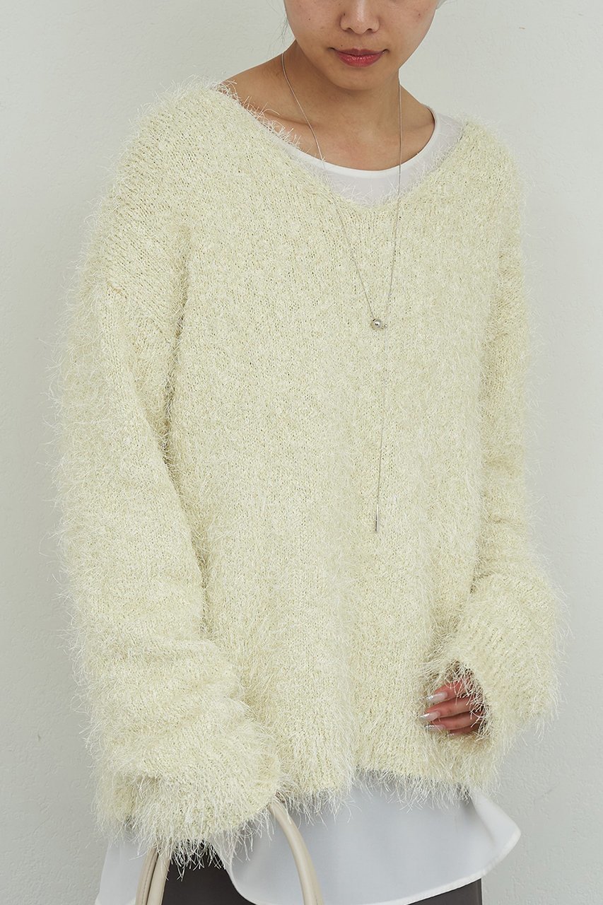 【ガリャルダガランテ/GALLARDAGALANTE】のフェザーヤーンニットプルオーバー インテリア・キッズ・メンズ・レディースファッション・服の通販 founy(ファニー) ファッション Fashion レディースファッション Fashion for Women トップス・カットソー Cut & Sew Tops ニット Knit Tops & Sweaters カジュアルプルオーバー・ニットトップス Pullovers & Knit Tops / Casual Pullovers フェザー Feather, Feather Detail エレガント 上品 Elegant 冬 Winter / This Winter 新作・新入荷 New Arrivals / New In イエロー|ID: prp329100004800043 ipo3291000000034825246