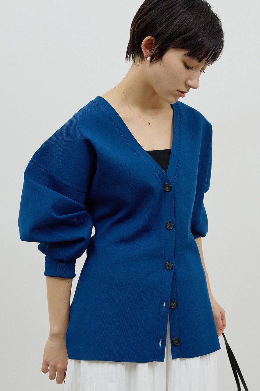 【ガリャルダガランテ/GALLARDAGALANTE】のウエストシェイプカーディガン インテリア・キッズ・メンズ・レディースファッション・服の通販 founy(ファニー) 　ファッション　Fashion　レディースファッション　Fashion for Women　トップス・カットソー　Cut & Sew Tops　ニット　Knit Tops & Sweaters　カーディガン・羽織り　Layered Style Cardigans　なめらか　Smooth, Silky Texture　カーディガン　Cardigan, Knitwear　シェイプ　Shape, Slim Fit　シンプル　Simple, Minimal　フレア　Flare, Flared　ワイド　Wide, Wide Fit　ブルー|ID: prp329100004800044 ipo3291000000035861810