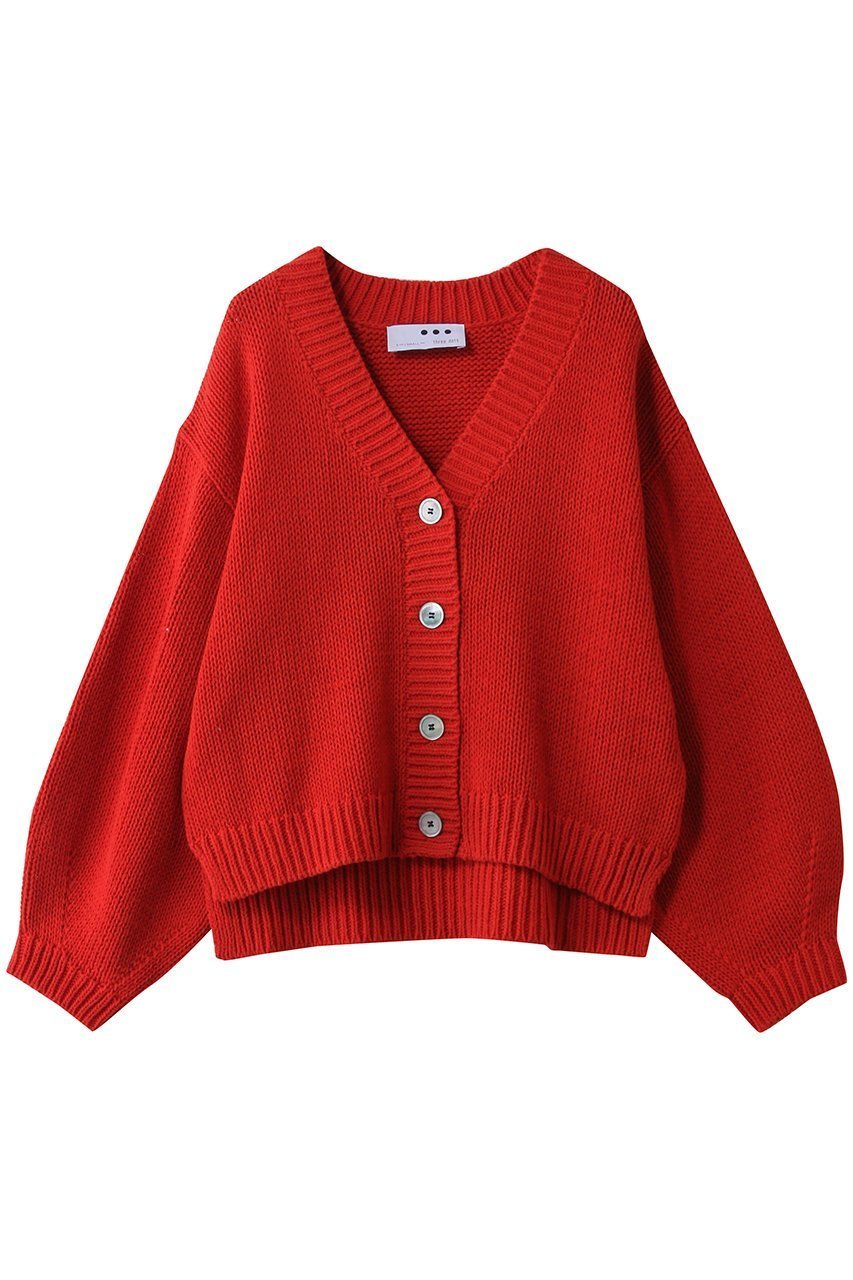 【スリー ドッツ/three dots】のバルキーコットン カーディガン インテリア・キッズ・メンズ・レディースファッション・服の通販 founy(ファニー) 　ファッション　Fashion　レディースファッション　Fashion for Women　トップス・カットソー　Cut & Sew Tops　ニット　Knit Tops & Sweaters　カーディガン・羽織り　Layered Style Cardigans　2026年　2026　カーディガン　Cardigan, Knitwear　ショート　Short, Short Length　バランス　Balance, Style Balance　夏　Summer　春　Spring　S/S・春夏　SS, Spring/Summer, Warm Season　羽織　Haori, Light Jacket　レッド|ID: prp329100004800066 ipo3291000000034981366