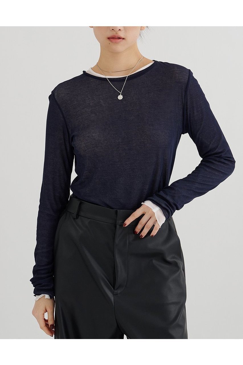 【ウィムガゼット/Whim Gazette】のキョウネンシアープルオーバー インテリア・キッズ・メンズ・レディースファッション・服の通販 founy(ファニー) ファッション Fashion レディースファッション Fashion for Women トップス・カットソー Cut & Sew Tops シャツ・ブラウス・オフィスカジュアル Elegant Blouses & Button-Ups ロングTシャツ・Tシャツ Longline T-Shirts & Tees カジュアルプルオーバー・ニットトップス Pullovers & Knit Tops / Casual Pullovers カットソー・ベーシックTシャツ Cut-and-Sewn Tops / Stretch Tees & Basics インナー Innerwear 春 Spring シアー Sheer, See-Through ジャケット Jacket, Outerwear スリーブ Sleeve, Long Sleeve / Short Sleeve ベーシック Basic, Essential ロング Long, Long-Length S/S・春夏 SS, Spring/Summer, Warm Season 夏 Summer エレガント 上品 Elegant 2026年 2026 ネイビー|ID: prp329100004800075 ipo3291000000034825520