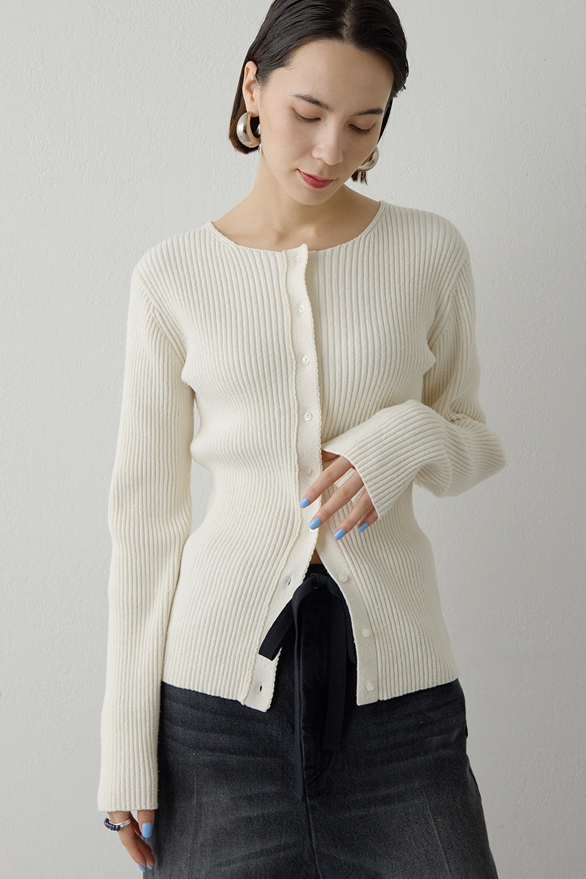 【ウィムガゼット/Whim Gazette】のRAW SILK リブカーディガン 人気、トレンドファッション・服の通販 founy(ファニー) 　ファッション　Fashion　レディースファッション　Fashion for Women　トップス・カットソー　Cut & Sew Tops　ニット　Knit Tops & Sweaters　カーディガン・羽織り　Layered Style Cardigans　カーディガン　Cardigan, Knitwear　センター　Center, Center Line　ネップ　Nepp, Slub Yarn　フロント　Front, Front Design　 other-1|ID: prp329100004800079 ipo3291000000035861843