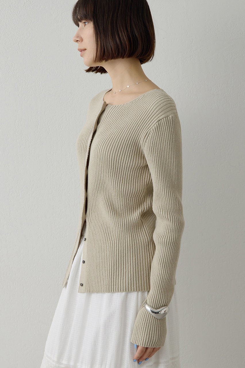 【ウィムガゼット/Whim Gazette】のRAW SILK リブカーディガン 人気、トレンドファッション・服の通販 founy(ファニー) 　ファッション　Fashion　レディースファッション　Fashion for Women　トップス・カットソー　Cut & Sew Tops　ニット　Knit Tops & Sweaters　カーディガン・羽織り　Layered Style Cardigans　カーディガン　Cardigan, Knitwear　センター　Center, Center Line　ネップ　Nepp, Slub Yarn　フロント　Front, Front Design　other-2|ID: prp329100004800079 ipo3291000000035861846