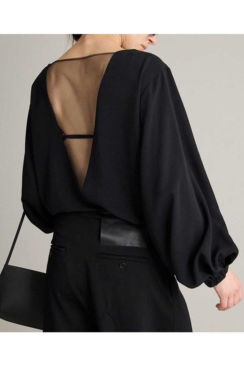 【ブリル/BRILL】のバックメッシュブラウス インテリア・キッズ・メンズ・レディースファッション・服の通販 founy(ファニー) ファッション Fashion レディースファッション Fashion for Women トップス・カットソー Cut & Sew Tops シャツ・ブラウス・オフィスカジュアル Elegant Blouses & Button-Ups バッグ Bags 2026年 2026 スリーブ Sleeve, Long Sleeve / Short Sleeve チュール Tulip, Tulip Motif ツイル Twist, Twisted Detail ロング Long, Long-Length 夏 Summer 春 Spring S/S・春夏 SS, Spring/Summer, Warm Season ブラック|ID: prp329100004800089 ipo3291000000034825634