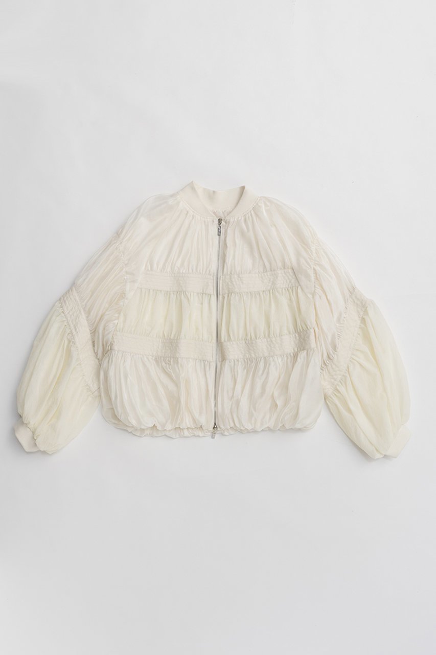 【プランク プロジェクト/PRANK PROJECT】のシアーボリュームブルゾン インテリア・キッズ・メンズ・レディースファッション・服の通販 founy(ファニー) 　ファッション　Fashion　レディースファッション　Fashion for Women　アウター　Coat / Outerwear Collection　レディースジャケット・軽アウター　Jackets　ブルゾンジャケット・スポーティアウター　Blouson Jackets　2026年　2026　エレガント 上品　Elegant　ギャザー　Gathered, Ruffled　シアー　Sheer, See-Through　ジャケット　Jacket, Outerwear　デニム　Denim, Jeans Material　ブルゾン　Blouson, Bomber Jacket　切替　Switching, Contrast Panel　夏　Summer　春　Spring　S/S・春夏　SS, Spring/Summer, Warm Season　羽織　Haori, Light Jacket　WHT(ホワイト)|ID: prp329100004800113 ipo3291000000034826116