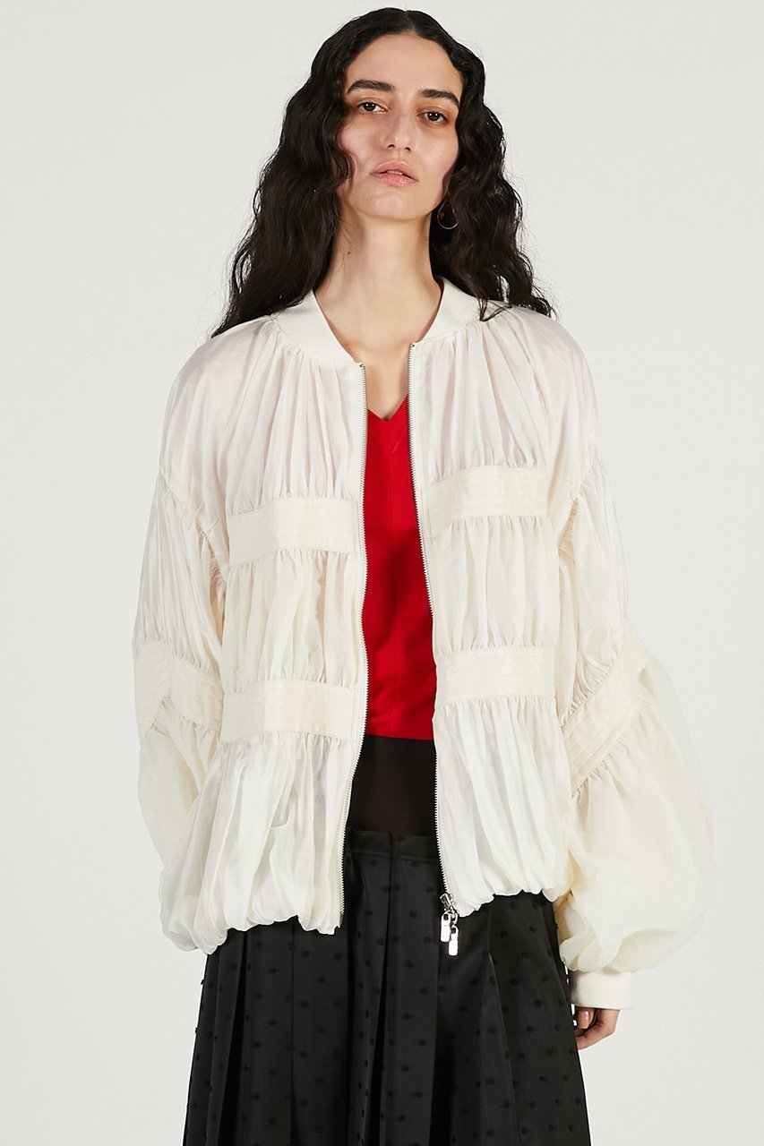 【プランク プロジェクト/PRANK PROJECT】のシアーボリュームブルゾン 人気、トレンドファッション・服の通販 founy(ファニー) 　ファッション　Fashion　レディースファッション　Fashion for Women　アウター　Coat / Outerwear Collection　レディースジャケット・軽アウター　Jackets　ブルゾンジャケット・スポーティアウター　Blouson Jackets　2026年　2026　エレガント 上品　Elegant　ギャザー　Gathered, Ruffled　シアー　Sheer, See-Through　ジャケット　Jacket, Outerwear　デニム　Denim, Jeans Material　ブルゾン　Blouson, Bomber Jacket　切替　Switching, Contrast Panel　夏　Summer　春　Spring　S/S・春夏　SS, Spring/Summer, Warm Season　羽織　Haori, Light Jacket　other-2|ID: prp329100004800113 ipo3291000000034826117