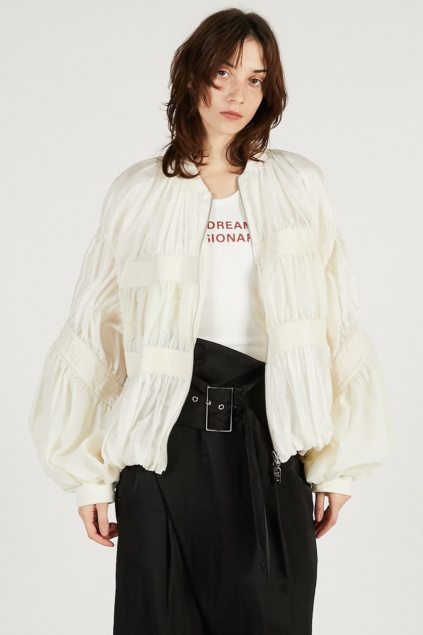 【プランク プロジェクト/PRANK PROJECT】のシアーボリュームブルゾン 人気、トレンドファッション・服の通販 founy(ファニー) 　ファッション　Fashion　レディースファッション　Fashion for Women　アウター　Coat / Outerwear Collection　レディースジャケット・軽アウター　Jackets　ブルゾンジャケット・スポーティアウター　Blouson Jackets　2026年　2026　エレガント 上品　Elegant　ギャザー　Gathered, Ruffled　シアー　Sheer, See-Through　ジャケット　Jacket, Outerwear　デニム　Denim, Jeans Material　ブルゾン　Blouson, Bomber Jacket　切替　Switching, Contrast Panel　夏　Summer　春　Spring　S/S・春夏　SS, Spring/Summer, Warm Season　羽織　Haori, Light Jacket　other-8|ID: prp329100004800113 ipo3291000000034826123