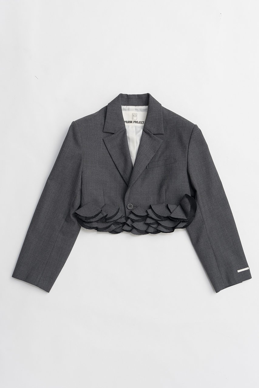 【プランク プロジェクト/PRANK PROJECT】のモチーフヘムジャケット インテリア・キッズ・メンズ・レディースファッション・服の通販 founy(ファニー) ファッション Fashion レディースファッション Fashion for Women アウター Coat / Outerwear Collection レディースジャケット・軽アウター Jackets 春 Spring クロップド Cropped, Short Length シンプル Simple, Minimal ジャケット Jacket, Outerwear バランス Balance, Style Balance フェミニン Feminine, Girly モチーフ Motif, Design Theme S/S・春夏 SS, Spring/Summer, Warm Season 夏 Summer 2026年 2026 GRY(グレー)|ID: prp329100004800120 ipo3291000000034826190