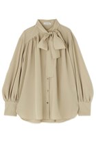 【アドーア/ADORE】のドライタッチツイルブラウス 人気、トレンドファッション・服の通販 founy(ファニー) ファッション Fashion レディースファッション Fashion for Women トップス・カットソー Cut & Sew Tops シャツ・ブラウス・オフィスカジュアル Elegant Blouses & Button-Ups ギャザー Gathered, Ruffled スタンダード Standard, Basic スリーブ Sleeve, Long Sleeve / Short Sleeve リボン Ribbon, Bow ロング Long, Long-Length エレガント 上品 Elegant 再入荷 Restock / Back in Stock thumbnail ベージュ|ID: prp329100004800126 ipo3291000000034826285