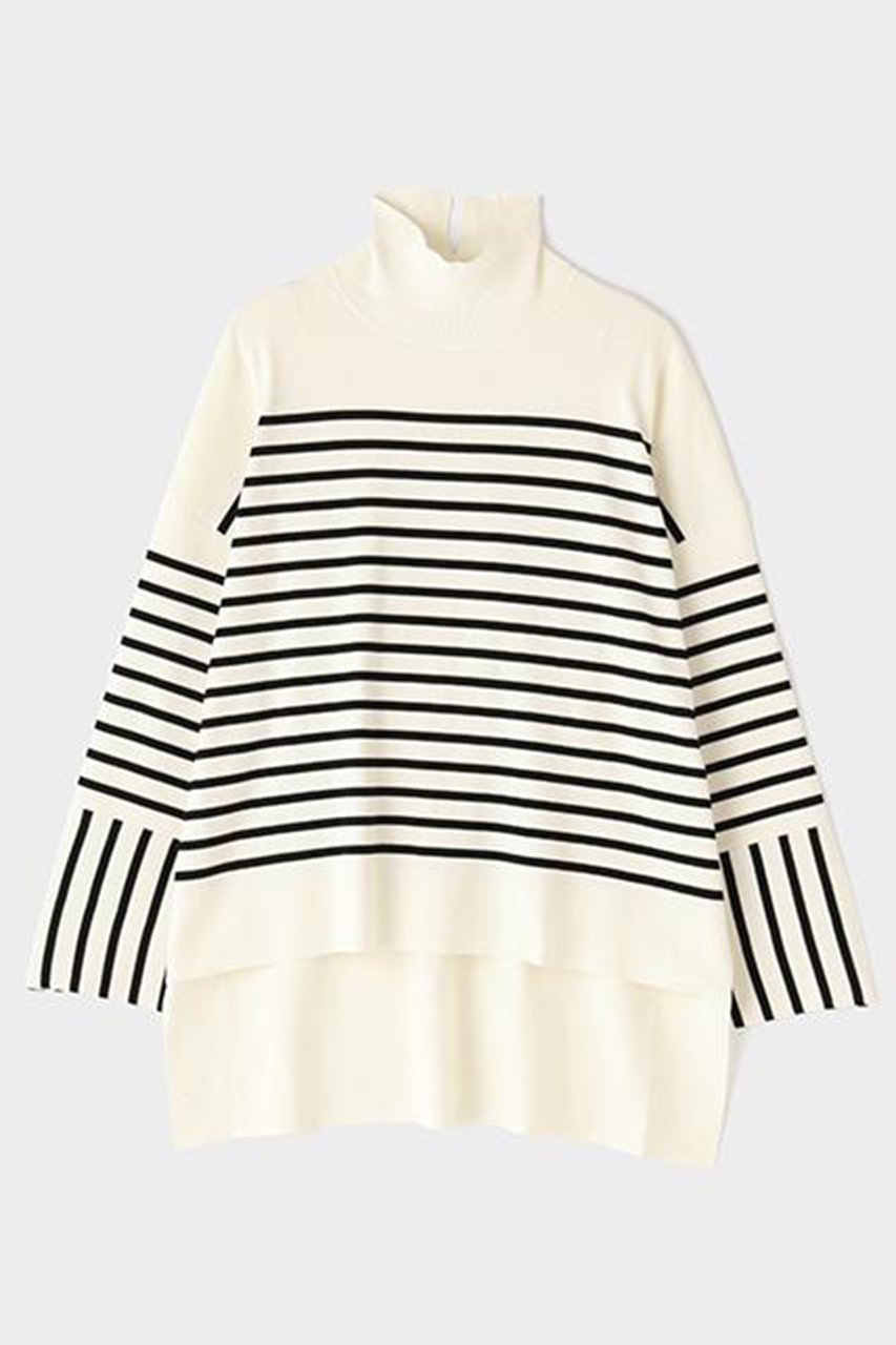 【ル フィル/LE PHIL】のボーダーニット インテリア・キッズ・メンズ・レディースファッション・服の通販 founy(ファニー) 　ファッション　Fashion　レディースファッション　Fashion for Women　トップス・カットソー　Cut & Sew Tops　ニット　Knit Tops & Sweaters　カジュアルプルオーバー・ニットトップス　Pullovers & Knit Tops / Casual Pullovers　デニム　Denim, Jeans Material　バランス　Balance, Style Balance　ボトム　Bottoms, Lower Wear　ボーダー　Border, Stripe　ホワイト|ID: prp329100004801336 ipo3291000000036834727