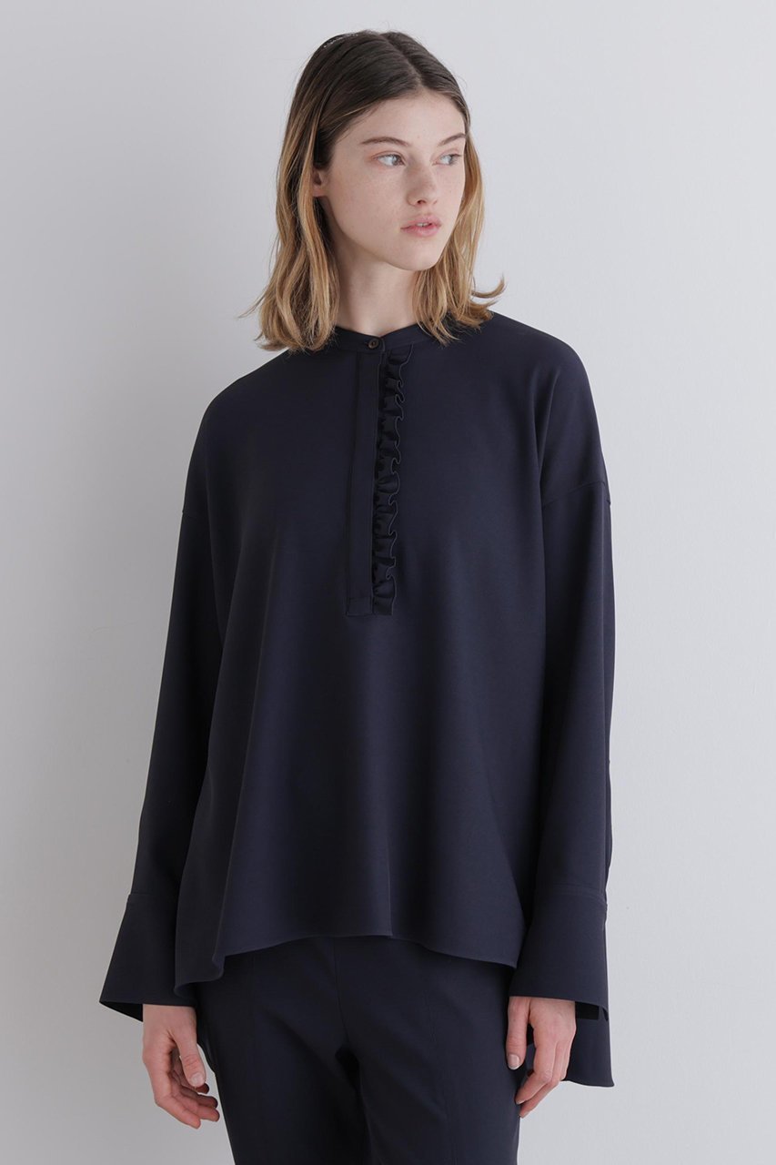 【ル フィル/LE PHIL】の2WAYツイルドレープブラウス インテリア・キッズ・メンズ・レディースファッション・服の通販 founy(ファニー) 　ファッション　Fashion　レディースファッション　Fashion for Women　トップス・カットソー　Cut & Sew Tops　シャツ・ブラウス・オフィスカジュアル　Elegant Blouses & Button-Ups　おすすめ　Recommended / Our Picks　シンプル　Simple, Minimal　ストレッチ　Stretch, Stretchy Fabric　スリーブ　Sleeve, Long Sleeve / Short Sleeve　セットアップ　Set-Up, Coordinated Outfit　ダブル　Double, Double-Breasted　バランス　Balance, Style Balance　フォルム　Silhouette, Form　ボトム　Bottoms, Lower Wear　ラッフル　Ruffle, Frill　ロング　Long, Long-Length　定番　Standard, Basic Item　新作・新入荷　New Arrivals / New In　ネイビー|ID: prp329100004801339 ipo3291000000034835572