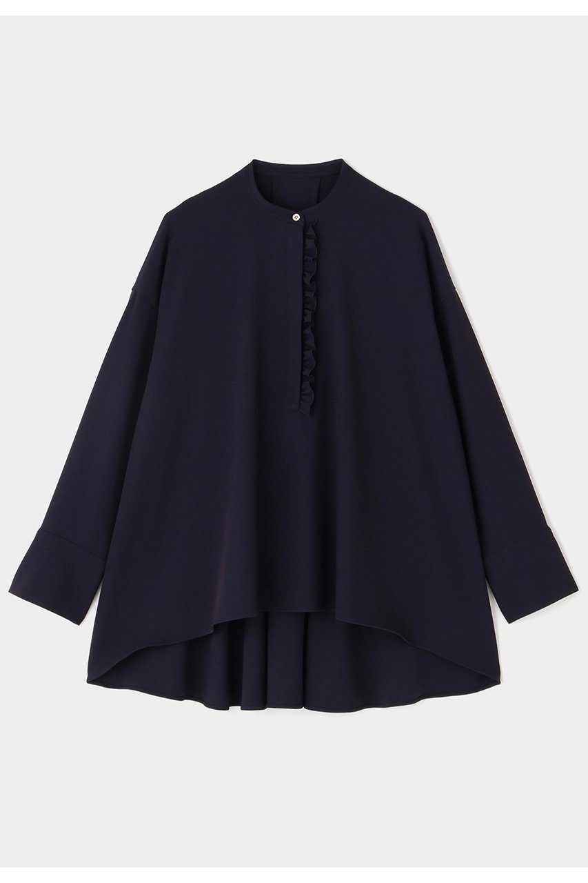 【ル フィル/LE PHIL】の2WAYツイルドレープブラウス インテリア・キッズ・メンズ・レディースファッション・服の通販 founy(ファニー) 　ファッション　Fashion　レディースファッション　Fashion for Women　トップス・カットソー　Cut & Sew Tops　シャツ・ブラウス・オフィスカジュアル　Elegant Blouses & Button-Ups　おすすめ　Recommended / Our Picks　シンプル　Simple, Minimal　ストレッチ　Stretch, Stretchy Fabric　スリーブ　Sleeve, Long Sleeve / Short Sleeve　セットアップ　Set-Up, Coordinated Outfit　ダブル　Double, Double-Breasted　バランス　Balance, Style Balance　フォルム　Silhouette, Form　ボトム　Bottoms, Lower Wear　ラッフル　Ruffle, Frill　ロング　Long, Long-Length　定番　Standard, Basic Item　ネイビー|ID: prp329100004801339 ipo3291000000035894847